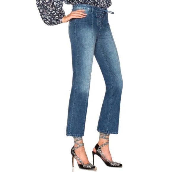 ULLA JOHNSON Alex Lace Up Mid Rise Ankle Length Jeans Medium Wash Sz 2 - Picture 2 of 15